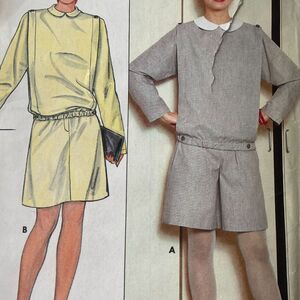 Butterick 4813 Pattern Top Skirt Culotte Miss 16 Vintage Peter Pan Collar